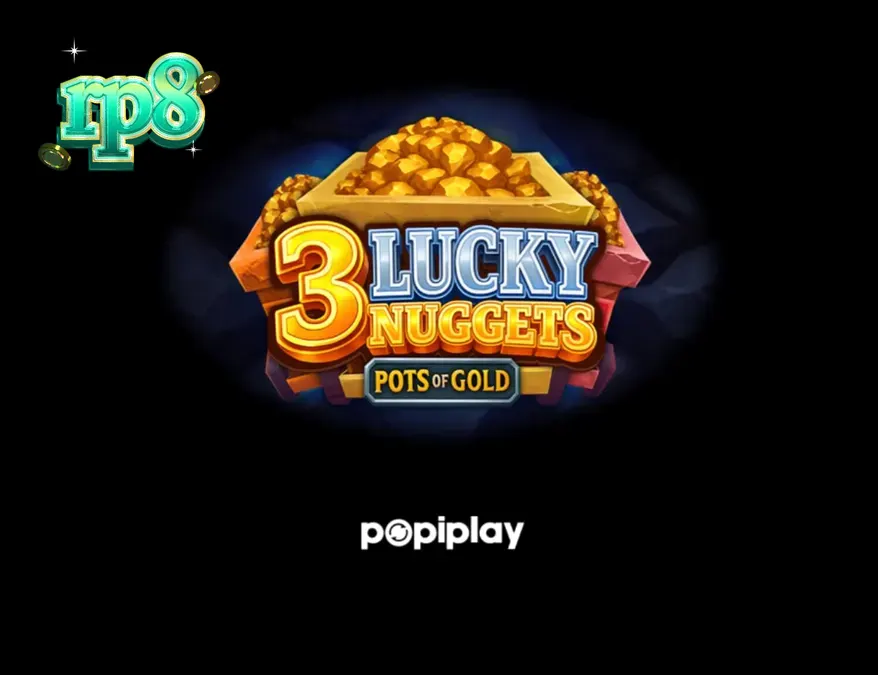 Tampilan visual slot 3 Lucky Nuggets dengan tema pertambangan emas yang cerah