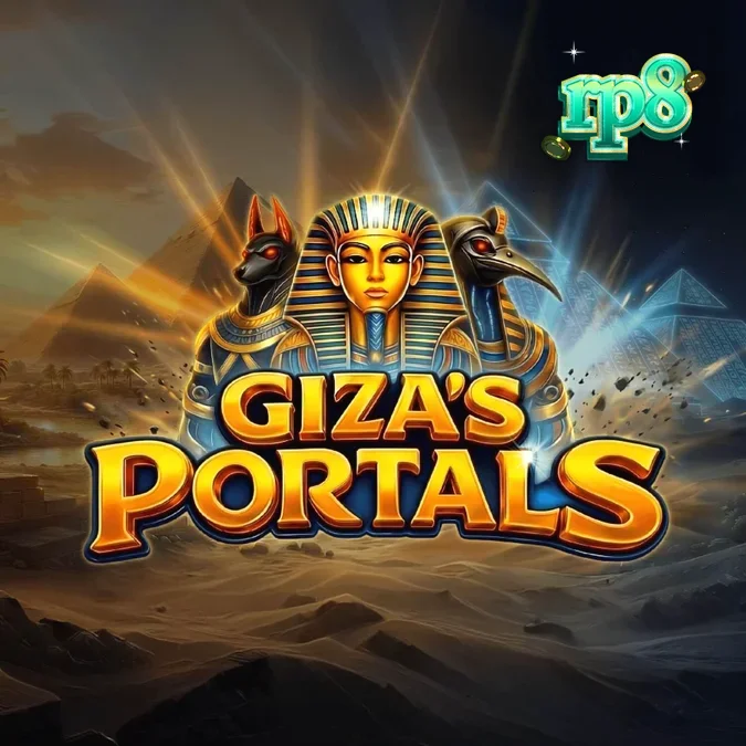 Tampilan visual slot Giza’s Portals dengan latar belakang kuil Mesir kuno
